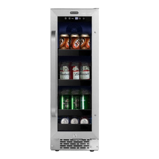 Whynter 12 inch Built-In 60 Can Undercounter Stainless Steel Beverage Refrigerator with Reversible Door, Digital Control, Lock and Carbon Filter