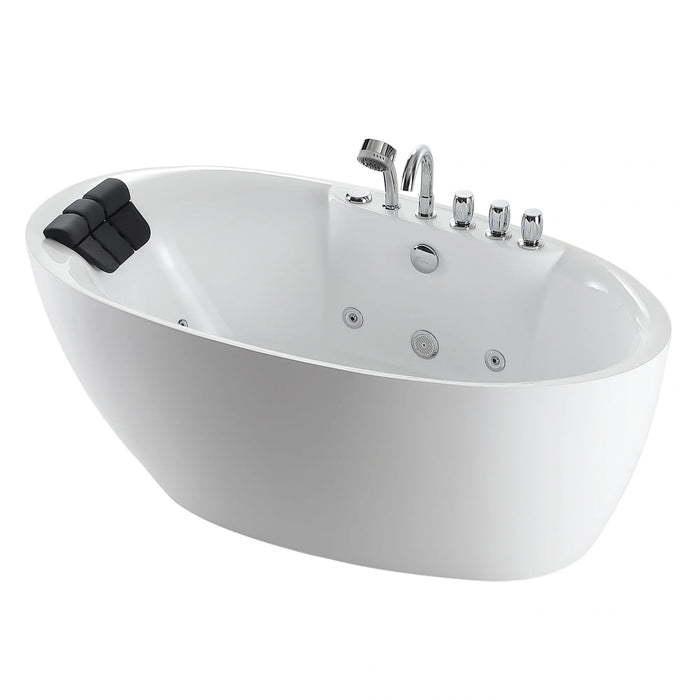 Empava 59" Acrylic Freestanding Reversible Drain Whirlpool Tub in White