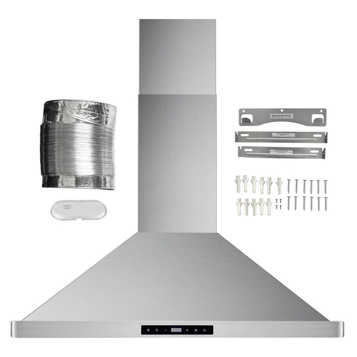 Cosmo 30" 380 CFM Convertible Wall Mount Range Hood with Digital Touch Controls and Carbon Filter Kit Included