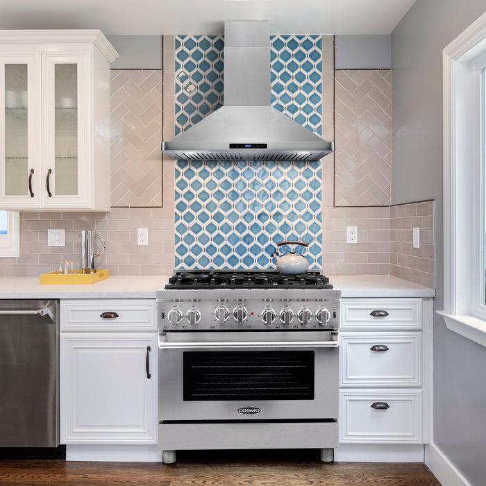 Cosmo 30" 380 CFM Convertible Wall Mount Range Hood with Digital Touch Controls and Carbon Filter Kit Included