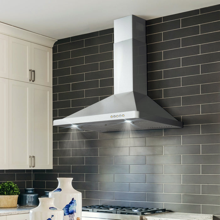 Cosmo 36" 380 CFM Convertible Wall Mount Range Hood with Push Button Controls and Carbon Filter Kit