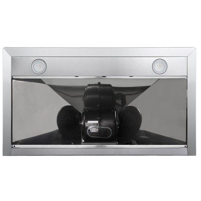 Cosmo 36" Wall-Mounted Convertible Range Hood with 380 CFM, Push Button Controls, and Carbon Filter Kit