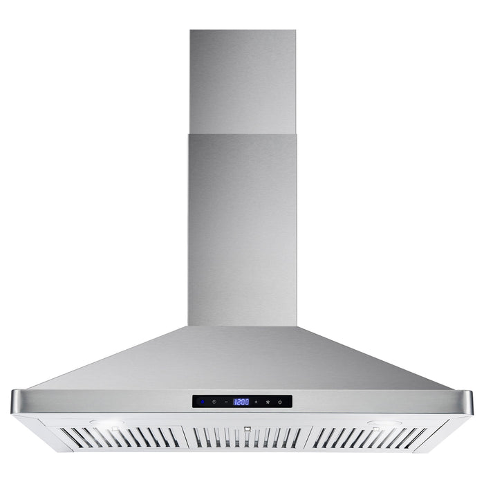 Cosmo 36" Wall-Mounted Convertible Range Hood with 380 CFM, Push Button Controls, and Carbon Filter Kit