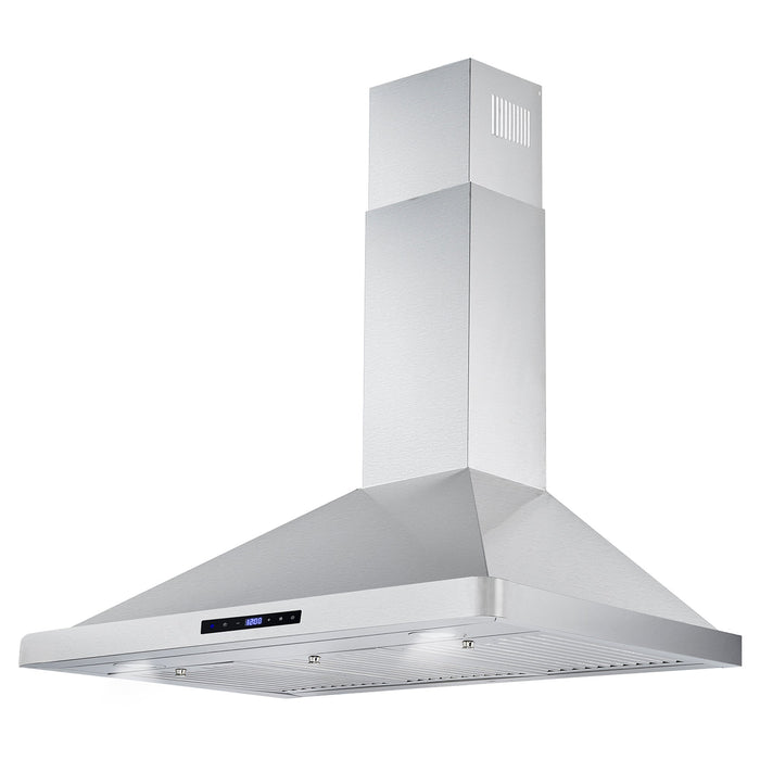 Cosmo 36" Wall-Mounted Convertible Range Hood with 380 CFM, Push Button Controls, and Carbon Filter Kit
