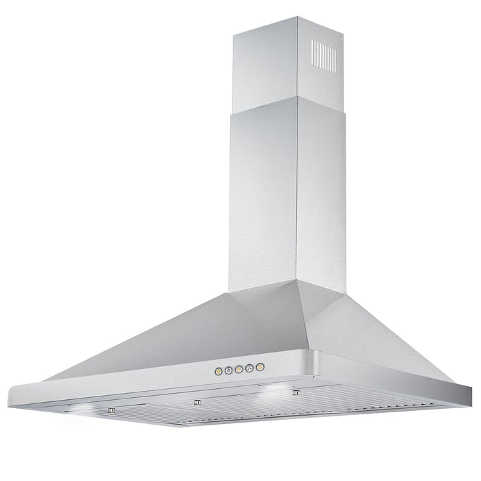 Cosmo 36" 380 CFM Convertible Wall Mount Range Hood with Push Button Controls and Carbon Filter Kit