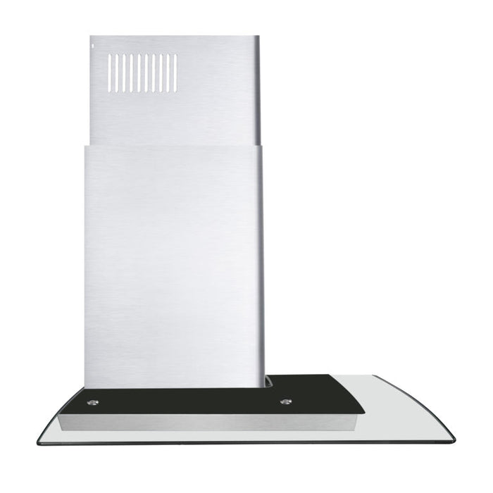 Cosmo 30" Convertible Wall-Mounted Range Hood with 380 CFM, Glass Canopy, Push Button Controls, and Carbon Filter Kit