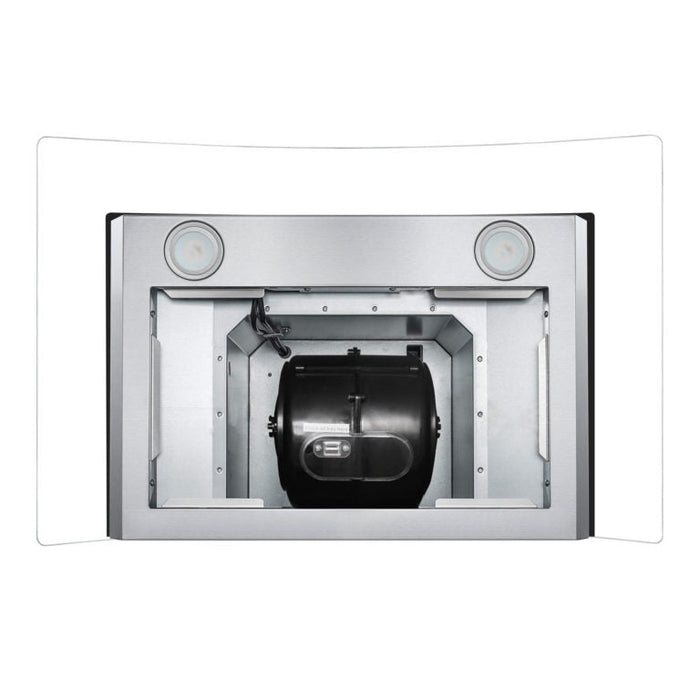 Cosmo 30" Convertible Wall-Mounted Range Hood with 380 CFM, Glass Canopy, Push Button Controls, and Carbon Filter Kit
