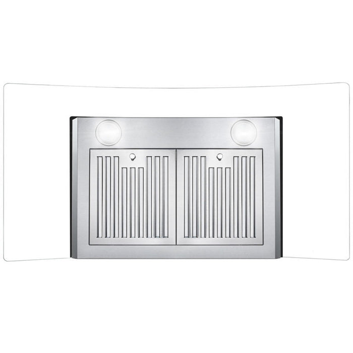 Cosmo 36" 380 CFM Convertible Wall-Mount Range Hood with Glass Canopy and Push Button Controls