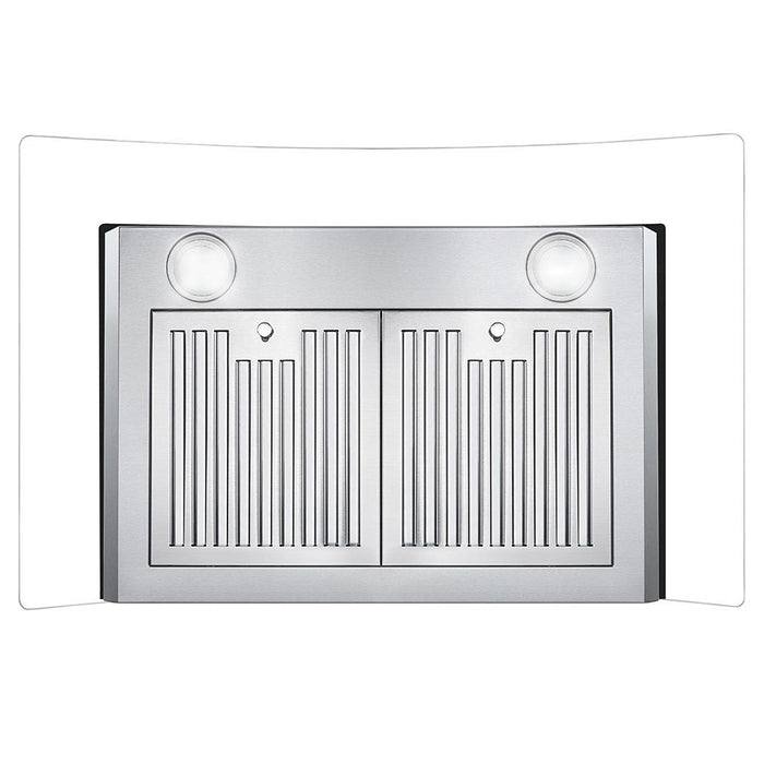 Cosmo 30" Convertible Wall-Mounted Range Hood with 380 CFM, Glass Canopy, Digital Touch Controls, and Carbon Filter Kit