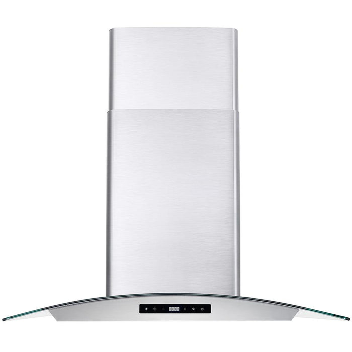 Cosmo 30" Convertible Wall-Mounted Range Hood with 380 CFM, Glass Canopy, Digital Touch Controls, and Carbon Filter Kit