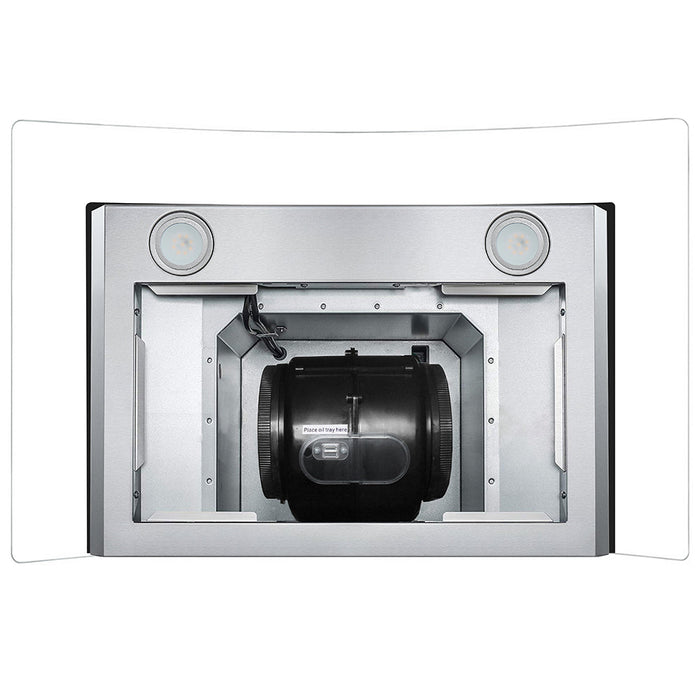Cosmo 30" Convertible Wall-Mounted Range Hood with 380 CFM, Glass Canopy, Digital Touch Controls, and Carbon Filter Kit