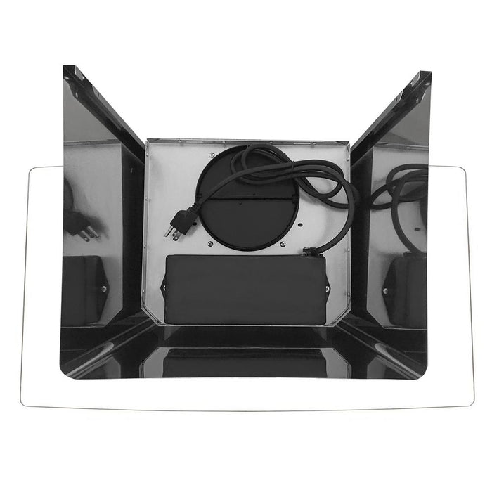 Cosmo 36" Convertible Wall-Mounted Range Hood with 380 CFM, Glass Canopy, Push Button Controls, and Carbon Filter Kit