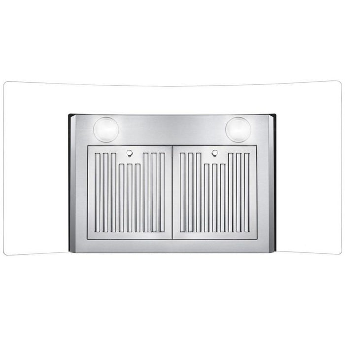 Cosmo 36" 380 CFM Wall-Mount Range Hood with Glass Canopy and Push-Button Controls – Convertible Venting System