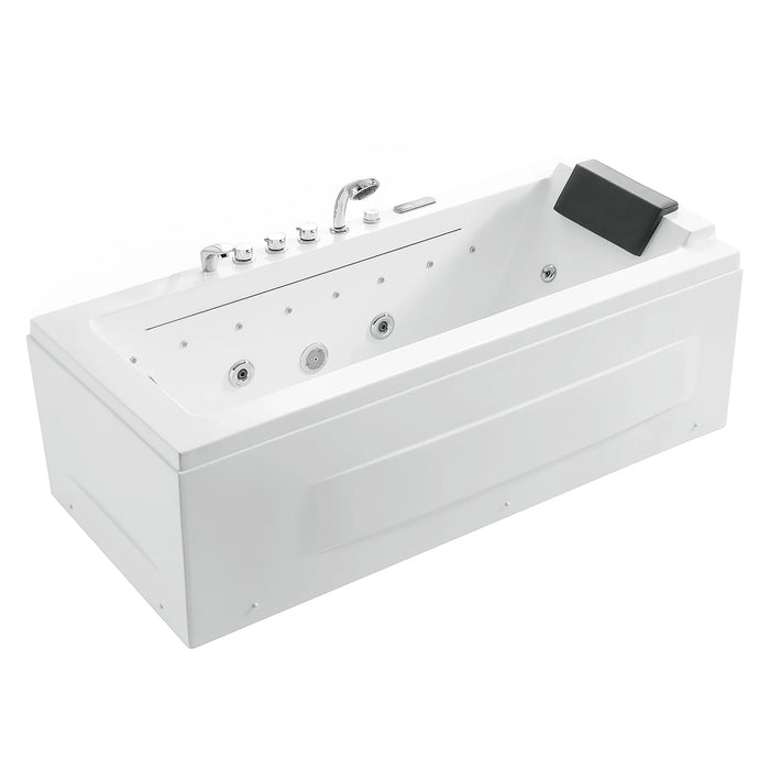 Empava 67" Alcove Combination Massage Inline Left Drain Heater LED Tub in White