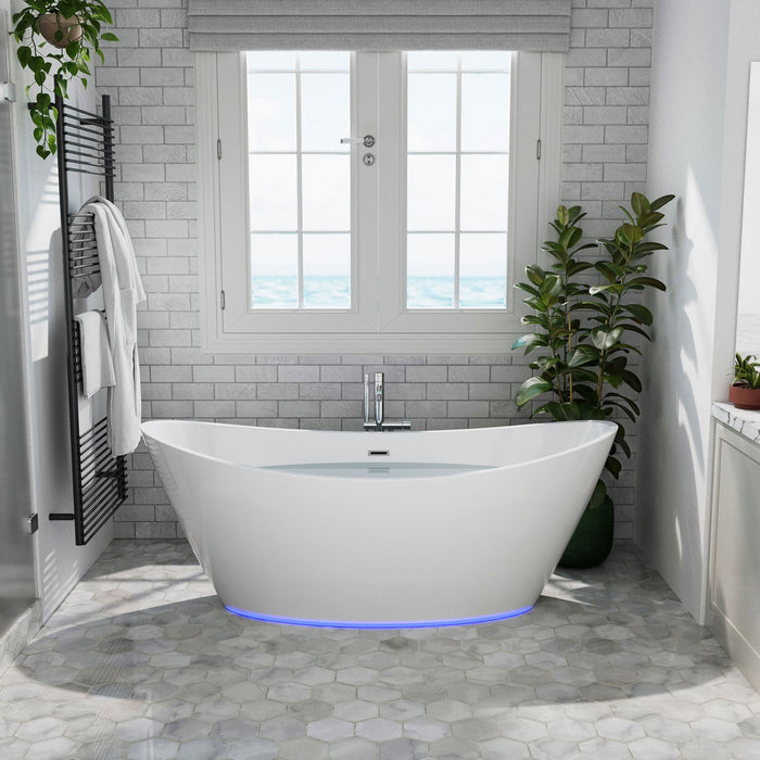 67" Freestanding LED Soaking Tub with Central Drain