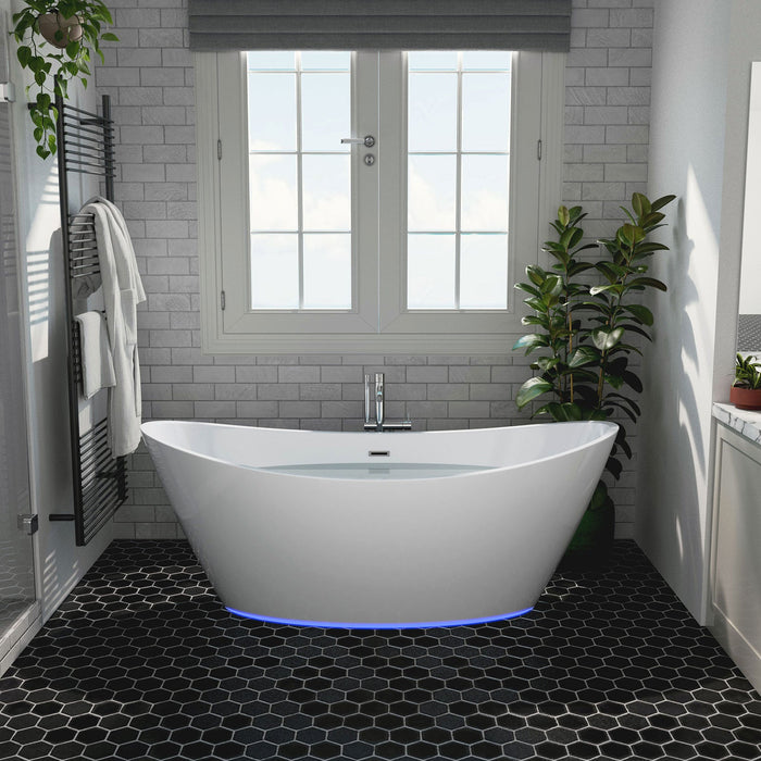 67" Freestanding LED Soaking Tub with Central Drain