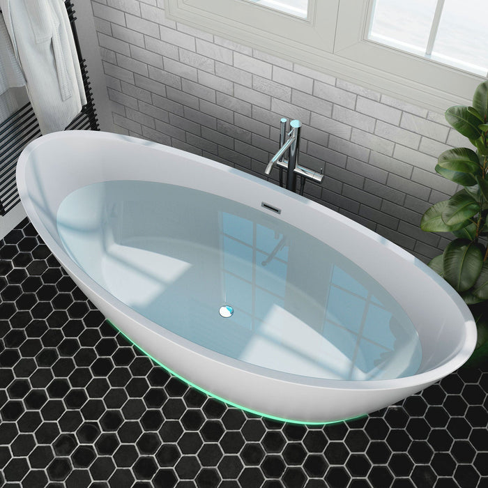 67" Freestanding LED Soaking Tub with Central Drain