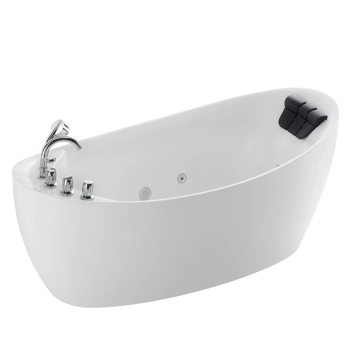 Empava 67" Freestanding Hydro Massage Reversible Drain Whirlpool Tub in White