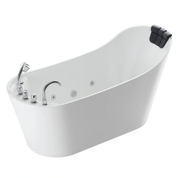 Empava 67" Freestanding Reversible Drain Whirlpool Tub with Faucet in White