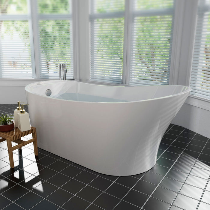 Empava 67" Freestanding Soaking Tub with Left Drain in White