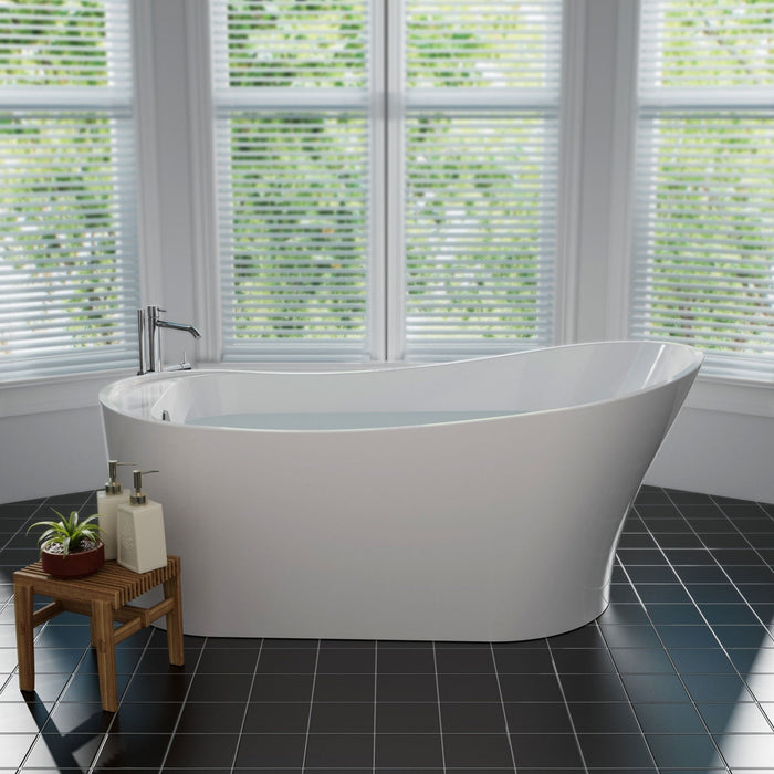 Empava 67" Freestanding Soaking Tub with Left Drain in White