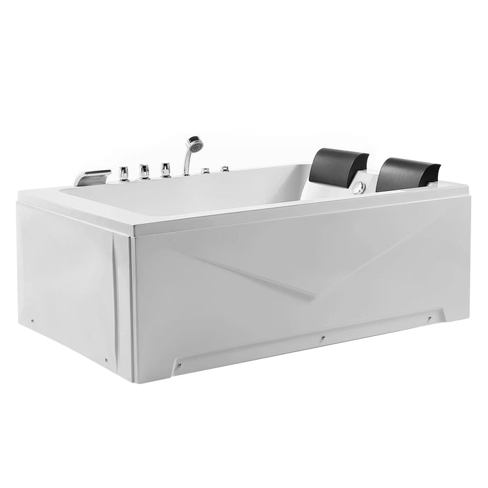 71" Alcove Whirlpool 2-Person Right Drain Bathtub in White