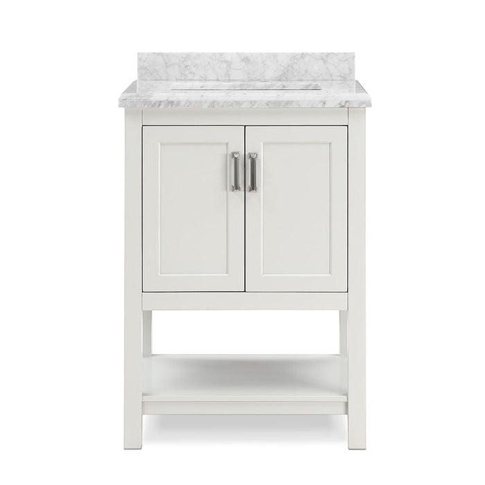 Affinity 25" Single Sink Vanity with White and Gray Carrara Marble Countertop