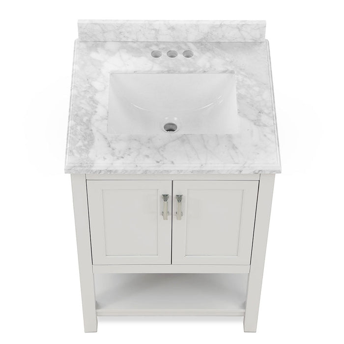 Affinity 25" Single Sink Vanity with White and Gray Carrara Marble Countertop