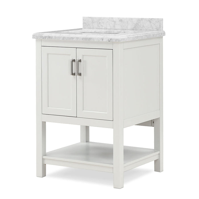 Affinity 25" Single Sink Vanity with White and Gray Carrara Marble Countertop