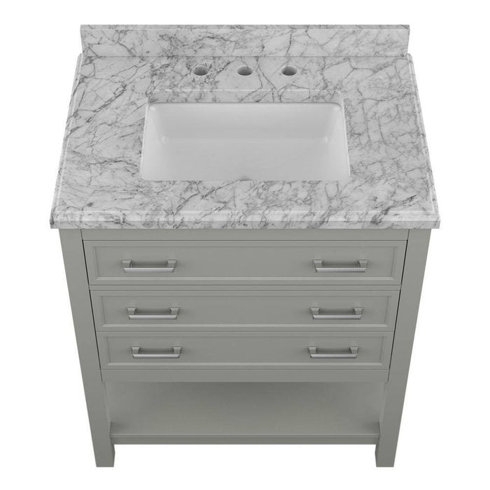 Affinity 31" Single Sink Vanity with White and Gray Carrara Marble Countertop