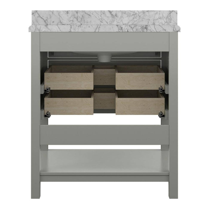 Affinity 31" Single Sink Vanity with White and Gray Carrara Marble Countertop