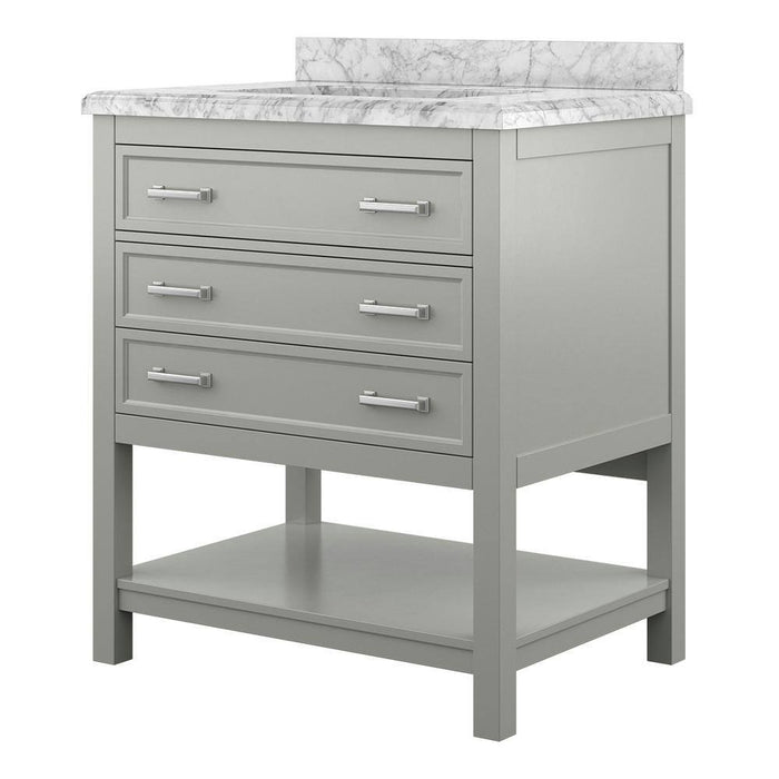 Affinity 31" Single Sink Vanity with White and Gray Carrara Marble Countertop