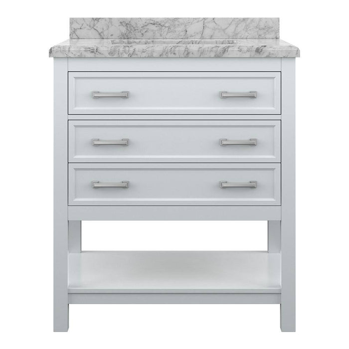 Affinity 31" Single Sink Vanity with White and Gray Carrara Marble Countertop