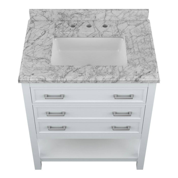 Affinity 31" Single Sink Vanity with White and Gray Carrara Marble Countertop