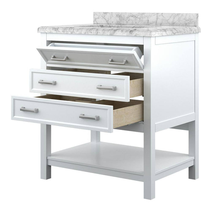 Affinity 31" Single Sink Vanity with White and Gray Carrara Marble Countertop