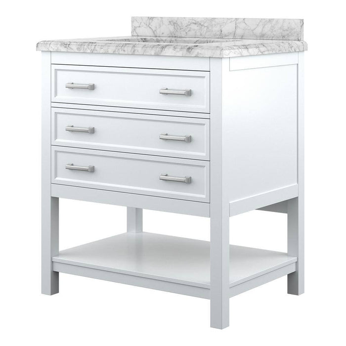 Affinity 31" Single Sink Vanity with White and Gray Carrara Marble Countertop