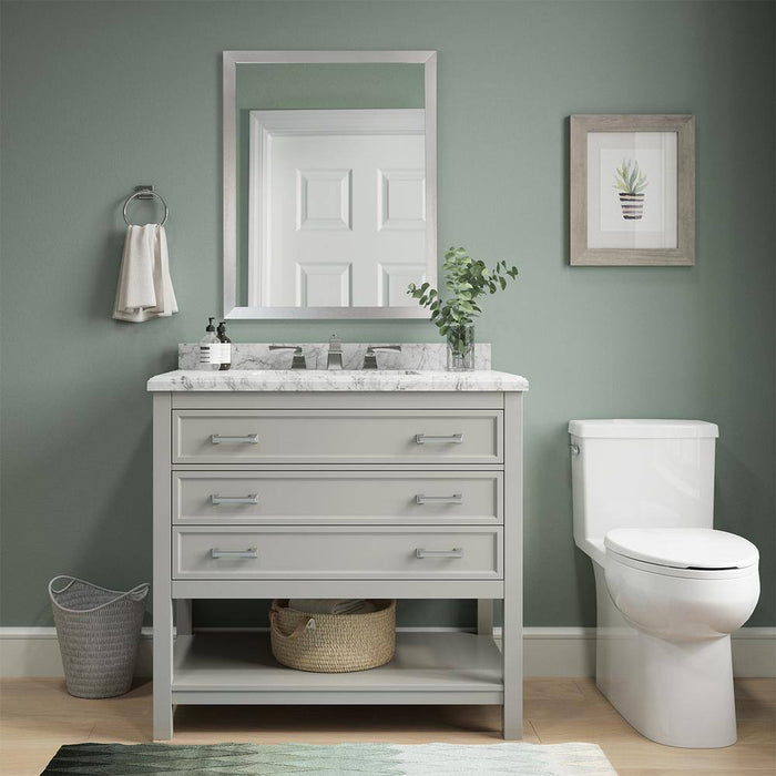 Affinity 37" Single Sink Vanity with White & Gray Carrara Marble Top