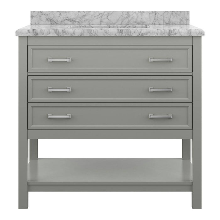 Affinity 37" Single Sink Vanity with White & Gray Carrara Marble Top