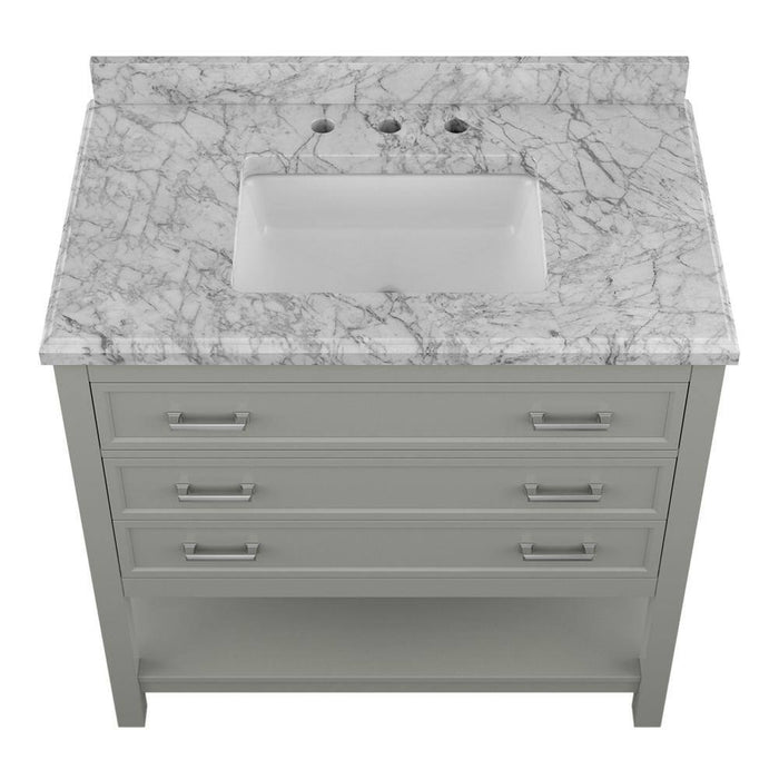 Affinity 37" Single Sink Vanity with White & Gray Carrara Marble Top