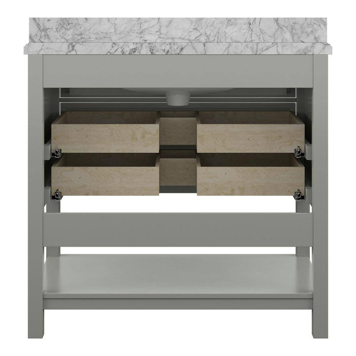 Affinity 37" Single Sink Vanity with White & Gray Carrara Marble Top