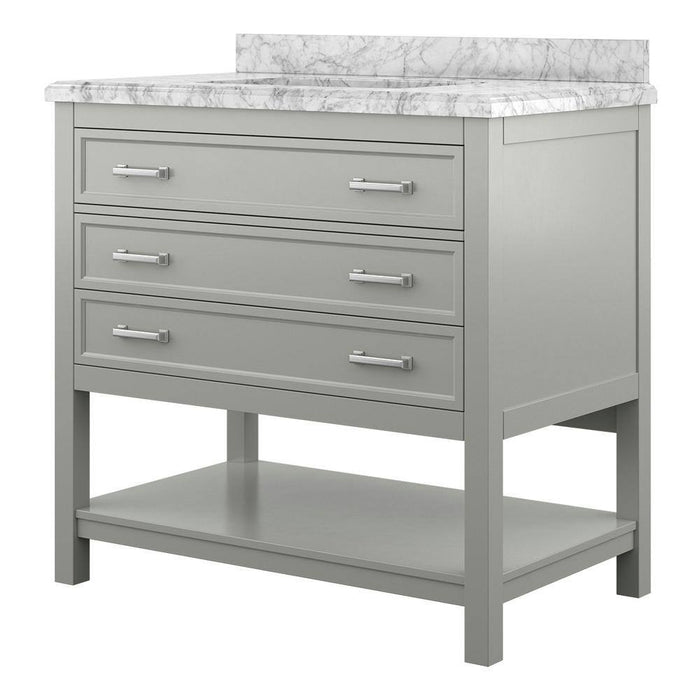 Affinity 37" Single Sink Vanity with White & Gray Carrara Marble Top