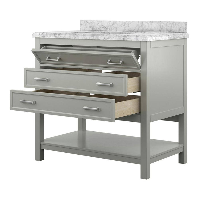 Affinity 37" Single Sink Vanity with White & Gray Carrara Marble Top