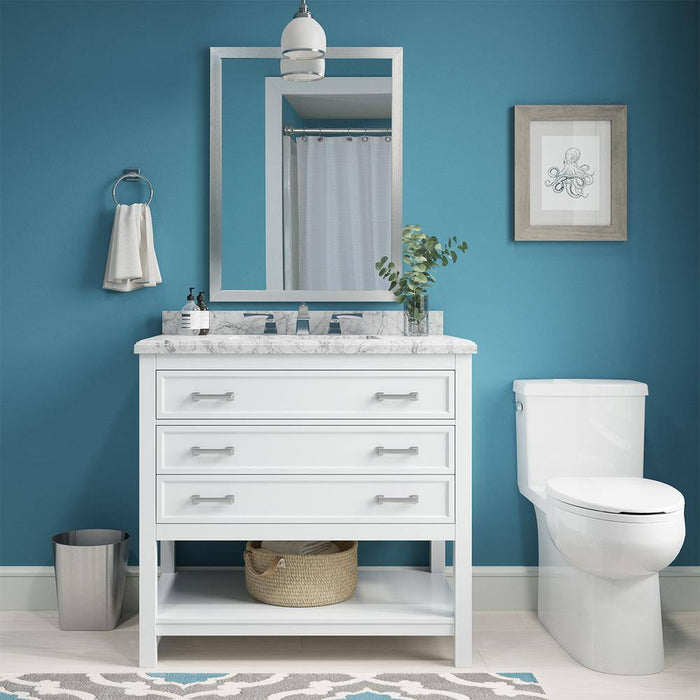 Affinity 37" Single Sink Vanity with White & Gray Carrara Marble Top