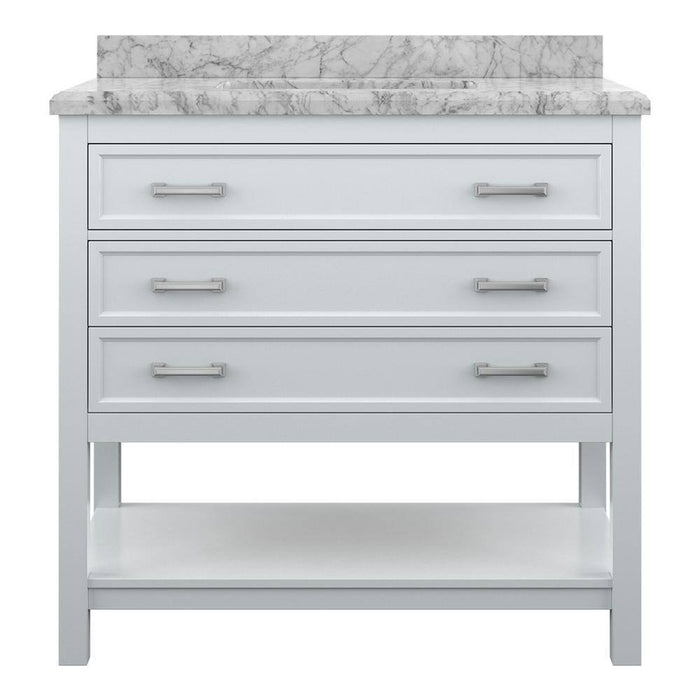 Affinity 37" Single Sink Vanity with White & Gray Carrara Marble Top