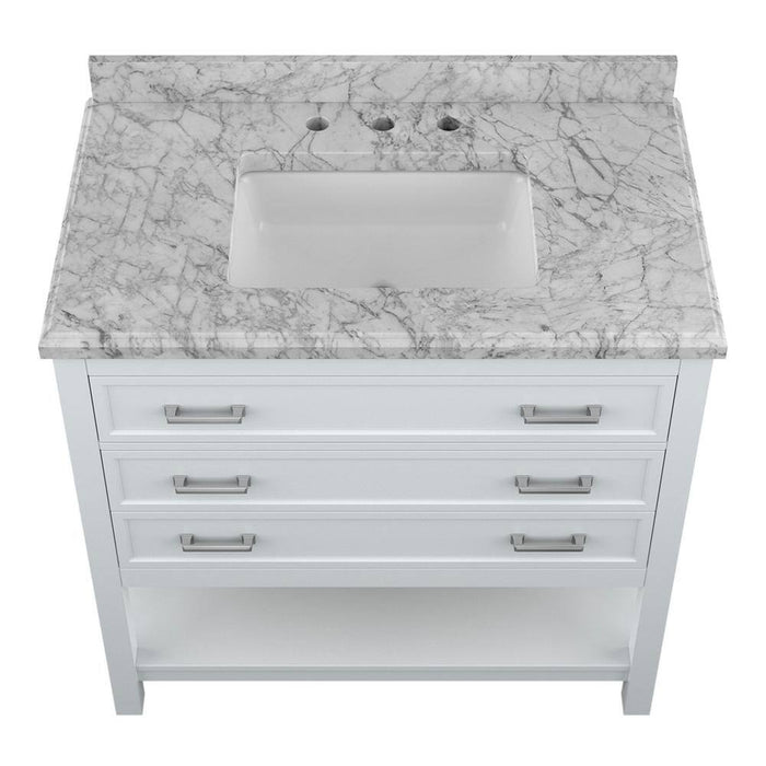 Affinity 37" Single Sink Vanity with White & Gray Carrara Marble Top