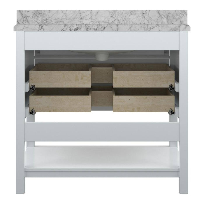 Affinity 37" Single Sink Vanity with White & Gray Carrara Marble Top