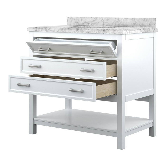 Affinity 37" Single Sink Vanity with White & Gray Carrara Marble Top