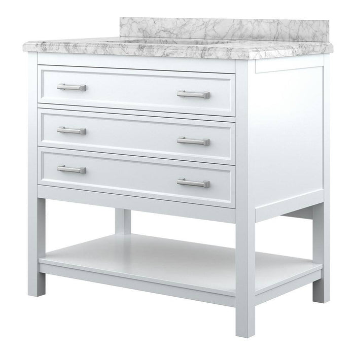 Affinity 37" Single Sink Vanity with White & Gray Carrara Marble Top