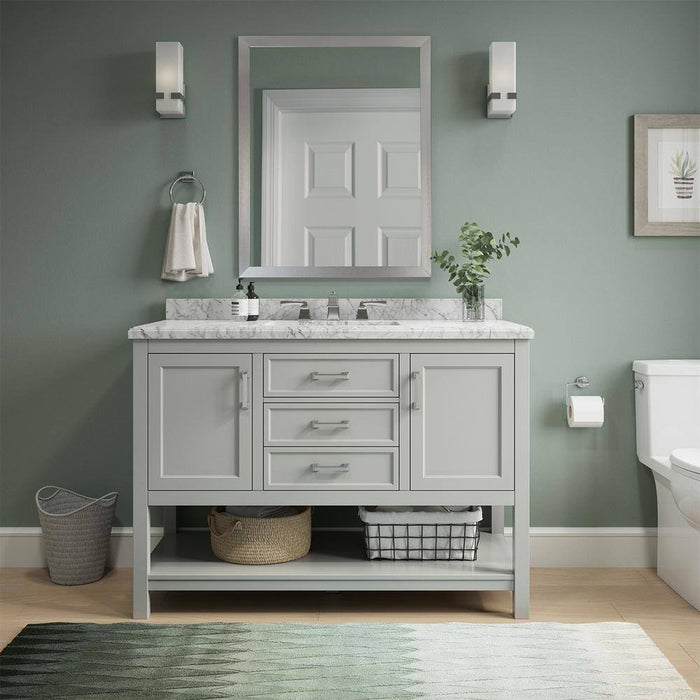 Affinity 49" Single Sink Vanity with White & Gray Carrara Marble Top