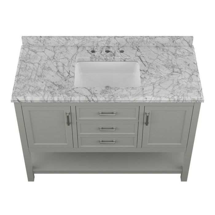 Affinity 49" Single Sink Vanity with White & Gray Carrara Marble Top